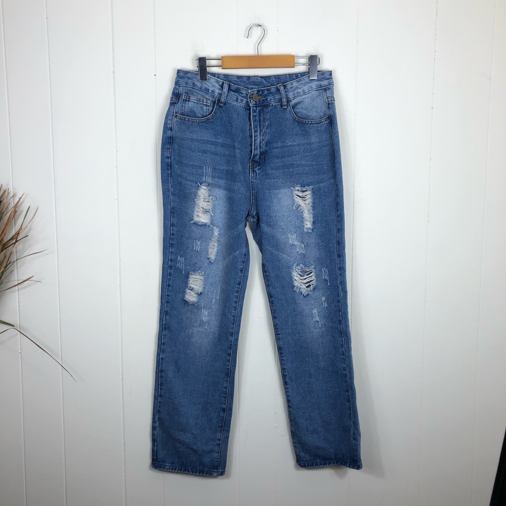 High Waisted Distressed Jeans Sz 8